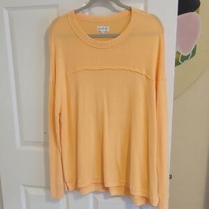 Wonderly XL Orange relaxed Long Sleeve scoop neck soft top